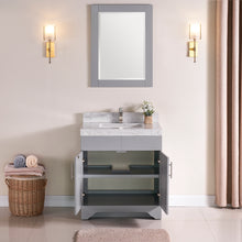 1905-30-03 Light Grey 30" Bathroom Vanity Set with Solid Wood Cabinet and Natural White Carrara Counter Top and White Under Mount Sink Set with Optional Mirror