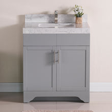1905-30-03 Light Grey 30" Bathroom Vanity Set with Solid Wood Cabinet and Natural White Carrara Counter Top and White Under Mount Sink Set with Optional Mirror