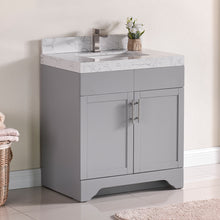 1905-30-03 Light Grey 30" Bathroom Vanity Set with Solid Wood Cabinet and Natural White Carrara Counter Top and White Under Mount Sink Set with Optional Mirror