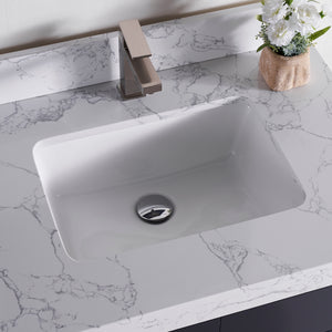 1905-30-04 Marine Blue 30" Bathroom Vanity Set with Solid Wood Cabinet and Natural White Carrara Counter Top and White Under Mount Sink Set with Optional Mirror