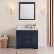 1905-36-04 Marine Blue 36" Bathroom Vanity Set Solid Wood Cabinet with under mount Sink and Quartz Top with 4" backsplash and optional Mirror