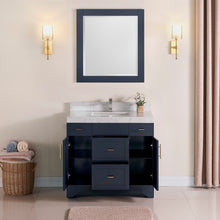 1905-36-04 Marine Blue 36" Bathroom Vanity Set Solid Wood Cabinet with under mount Sink and Quartz Top with 4" backsplash and optional Mirror