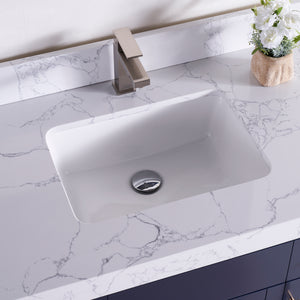 1905-36-04 Marine Blue 36" Bathroom Vanity Set Solid Wood Cabinet with under mount Sink and Quartz Top with 4" backsplash and optional Mirror