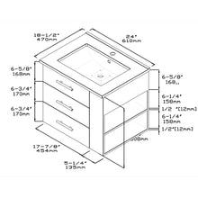 1906-24R-01 Wall Mount Matt White 24" Bathroom Vanity Set with Right Side Shelf Include Solid Wood Vanity Cabinet, Pure white counter top and sink with optional mirror