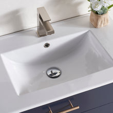 1906-30R-04 Wall Mount Marine Blue 30" Bathroom Vanity Set with Right Side Shelf Include Solid Wood Vanity Cabinet, Pure white counter top and sink with optional mirror