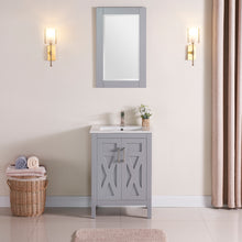 1907-24-03 Light Grey 24" Bathroom Vanity Cabinet and Sink Combo Solid Wood Cabinet+Ceramic Counter Stop With Sink and optional mirror set