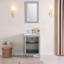 1907-24-03 Light Grey 24" Bathroom Vanity Cabinet and Sink Combo Solid Wood Cabinet+Ceramic Counter Stop With Sink and optional mirror set