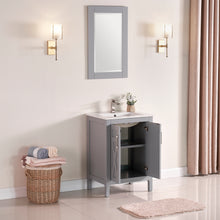 1907-24-03 Light Grey 24" Bathroom Vanity Cabinet and Sink Combo Solid Wood Cabinet+Ceramic Counter Stop With Sink and optional mirror set