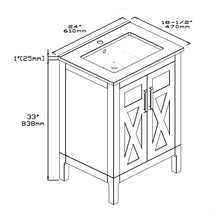 1907-24-03 Light Grey 24" Bathroom Vanity Cabinet and Sink Combo Solid Wood Cabinet+Ceramic Counter Stop With Sink and optional mirror set