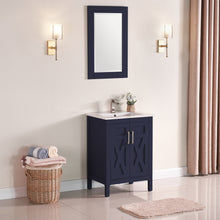1907-24-04 Marine Blue 24" Bathroom Vanity Cabinet and Sink Combo Solid Wood Cabinet+Ceramic Counter Stop With Sink and optional mirror set