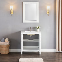1907-30-01 Matt White 30" Bathroom Vanity Cabinet and Sink Combo Solid Wood Cabinet+Ceramic Counter Stop With Sink and optional mirror set