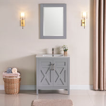 1907-30-03 Light Grey 30" Bathroom Vanity Cabinet and Sink Combo Solid Wood Cabinet+Ceramic Counter Stop With Sink and optional mirror set