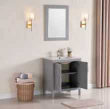 1907-30-03 Light Grey 30" Bathroom Vanity Cabinet and Sink Combo Solid Wood Cabinet+Ceramic Counter Stop With Sink and optional mirror set