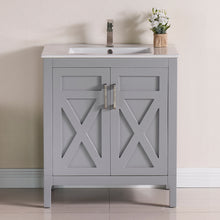 1907-30-03 Light Grey 30" Bathroom Vanity Cabinet and Sink Combo Solid Wood Cabinet+Ceramic Counter Stop With Sink and optional mirror set