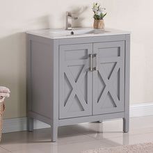 1907-30-03 Light Grey 30" Bathroom Vanity Cabinet and Sink Combo Solid Wood Cabinet+Ceramic Counter Stop With Sink and optional mirror set