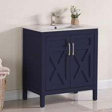 1907-30-04 Marine Blue 30" Bathroom Vanity Cabinet and Sink Combo Solid Wood Cabinet+Ceramic Counter Stop With Sink and optional mirror set