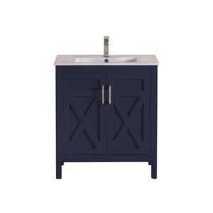 1907-30-04 Marine Blue 30" Bathroom Vanity Cabinet and Sink Combo Solid Wood Cabinet+Ceramic Counter Stop With Sink and optional mirror set