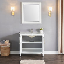 1907-36-01 Matt White 36" Bathroom Vanity Cabinet and Sink Combo Solid Wood Cabinet+Ceramic Counter Stop With Sink and optional mirror set
