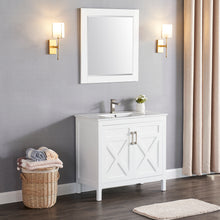 1907-36-01 Matt White 36" Bathroom Vanity Cabinet and Sink Combo Solid Wood Cabinet+Ceramic Counter Stop With Sink and optional mirror set