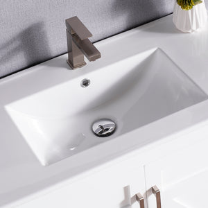 1907-36-01 Matt White 36" Bathroom Vanity Cabinet and Sink Combo Solid Wood Cabinet+Ceramic Counter Stop With Sink and optional mirror set