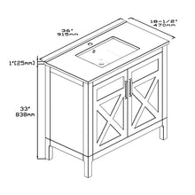 1907-36-01 Matt White 36" Bathroom Vanity Cabinet and Sink Combo Solid Wood Cabinet+Ceramic Counter Stop With Sink and optional mirror set