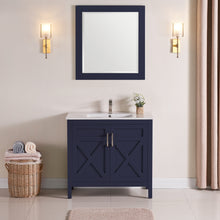 1907-36-04 Marine Blue 36" Bathroom Vanity Cabinet and Sink Combo Solid Wood Cabinet+Ceramic Counter Stop With Sink and optional mirror set
