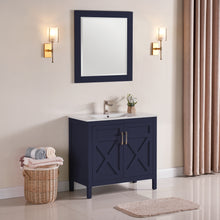 1907-36-04 Marine Blue 36" Bathroom Vanity Cabinet and Sink Combo Solid Wood Cabinet+Ceramic Counter Stop With Sink and optional mirror set