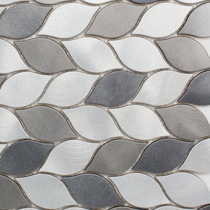 TAFDG-07 Aluminum silver and grey leaf metal mosaic tile