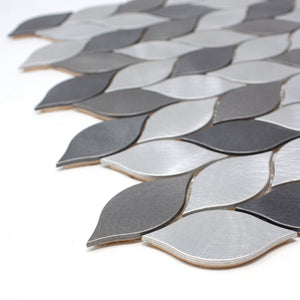 TAFDG-07 Aluminum silver and grey leaf metal mosaic tile