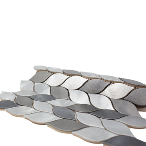 TAFDG-07 Aluminum silver and grey leaf metal mosaic tile