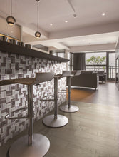 TPHANG-02 Brown Glass Mix With Aluminum 3x3 Grid Mosaic Tile Sheet Backsplash