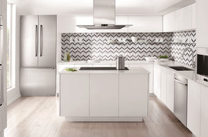 TNLG-02 Leaf Shape White Glass and White Marble Mosaic Backsplash Tile