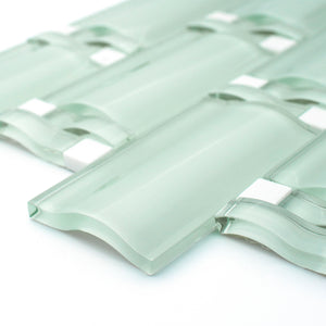 TBAMG-01 Soft Mint Green 3D Over Size Glass Mosaic Tile