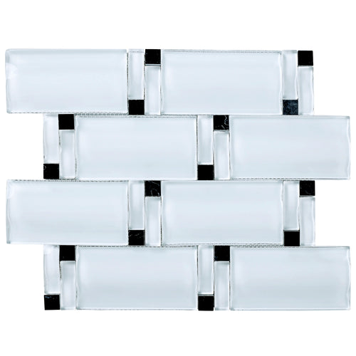TBAMG-02 White and Black 3D Over Size Glass Mosaic Tile