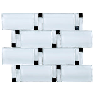 TBAMG-02 White and Black 3D Over Size Glass Mosaic Tile