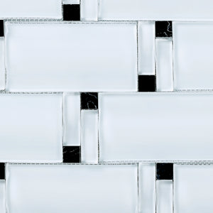 TBAMG-02 White and Black 3D Over Size Glass Mosaic Tile