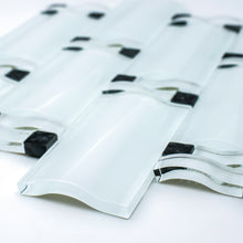 TBAMG-02 White and Black 3D Over Size Glass Mosaic Tile