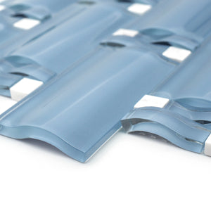 TBAMG-03 Blue 3D Over Size Glass Mosaic Tile