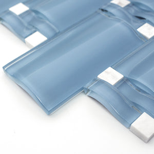 TBAMG-03 Blue 3D Over Size Glass Mosaic Tile
