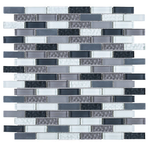 TBCDG-01 Small Random Brick Mix Gray Glass Mosaic Tile