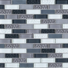 TBCDG-01 Small Random Brick Mix Gray Glass Mosaic Tile