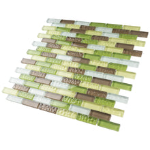 TBCDG-02 Small Random Brick Mix Green Glass Mosaic Tile