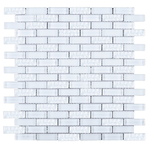 TBCDG-04 Small Random Brick White Glass Mosaic Tile