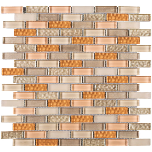 TBCDG-05 Small Random Brick Mix Beige/Orange Glass Mosaic Tile
