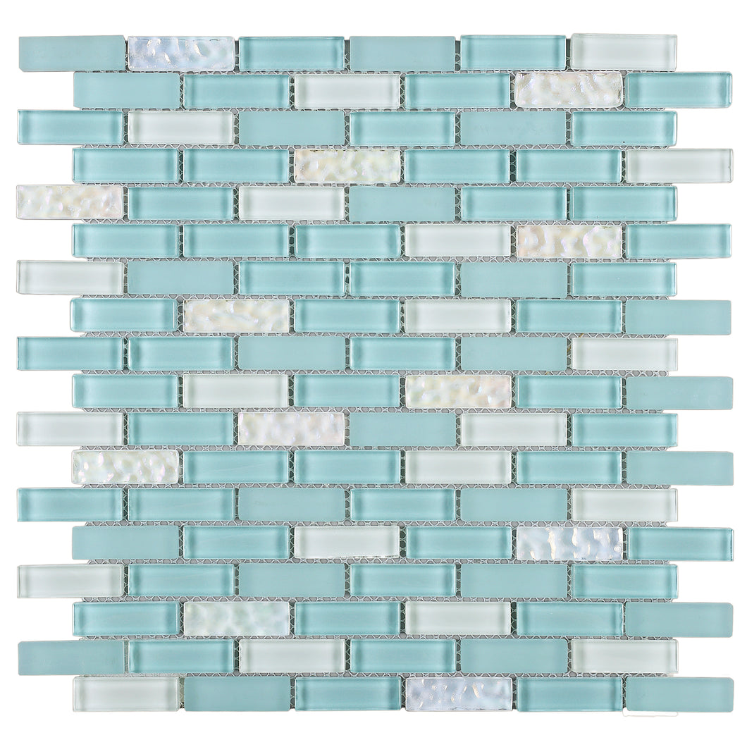 TBCDG-07 Small Random Brick Blue/White Glass Mosaic Tile