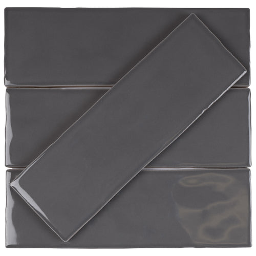 BO-GR-SW38- BORGO 2.6x7.9 Dark Gray Polished Porcelain Subway Tile Wall Floor Tile
