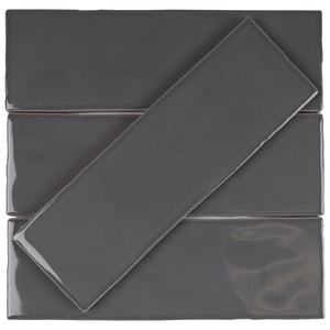 BO-GR-SW38- BORGO 2.6x7.9 Dark Gray Polished Porcelain Subway Tile Wall Floor Tile