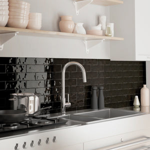 BO-NO-SW38- BORGO 2.6x7.9 Black Polished Porcelain Subway Tile Wall Floor Tile