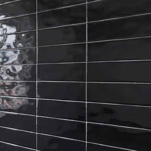 BO-NO-SW38- BORGO 2.6x7.9 Black Polished Porcelain Subway Tile Wall Floor Tile