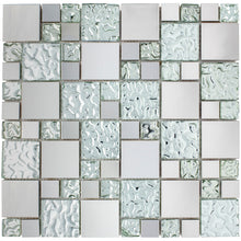 TBSSG-01 Modern Cobble Stainless Steel With Silver Glass Mosaic Tile